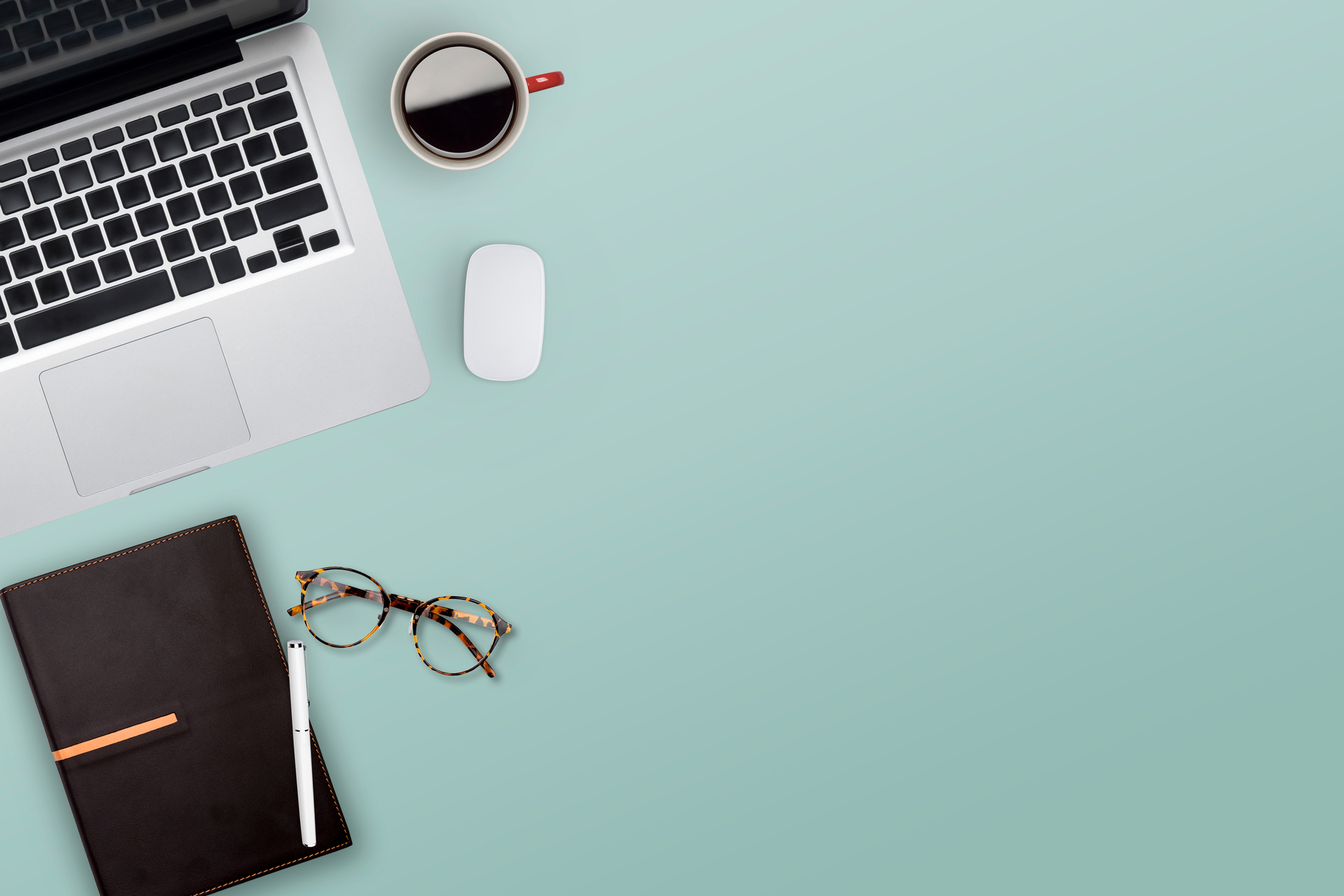 Topview of working business desktop.
